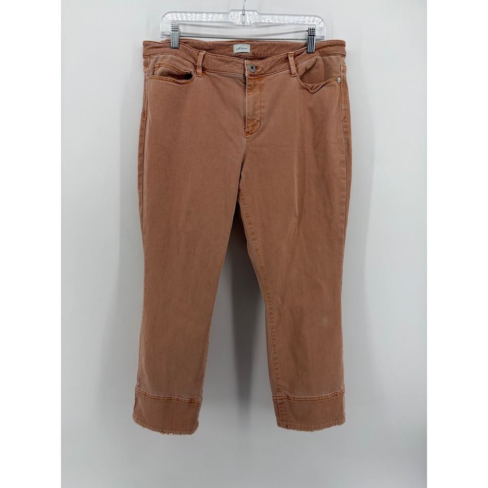 J. Jill Womens 18 Orange Crop Jeans Raw Hem Stretch Terracotta Mid Rise